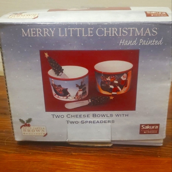Sakura Merry Little Christmas Cheese Bowl And Spreader - Picture 1 of 5